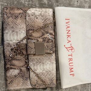 Ivanka Trump Beige Snake Print Clutch